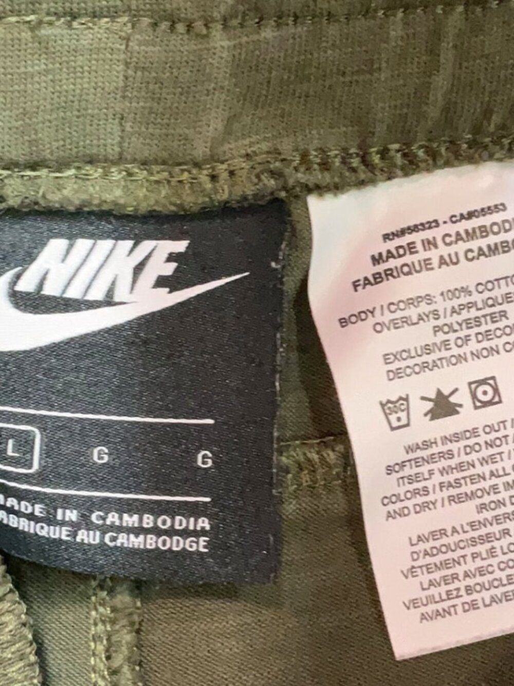 Nike Green Cargo Jogger Pants Size L Cotton Utility Athleisure Activewear - Picture 7 of 7